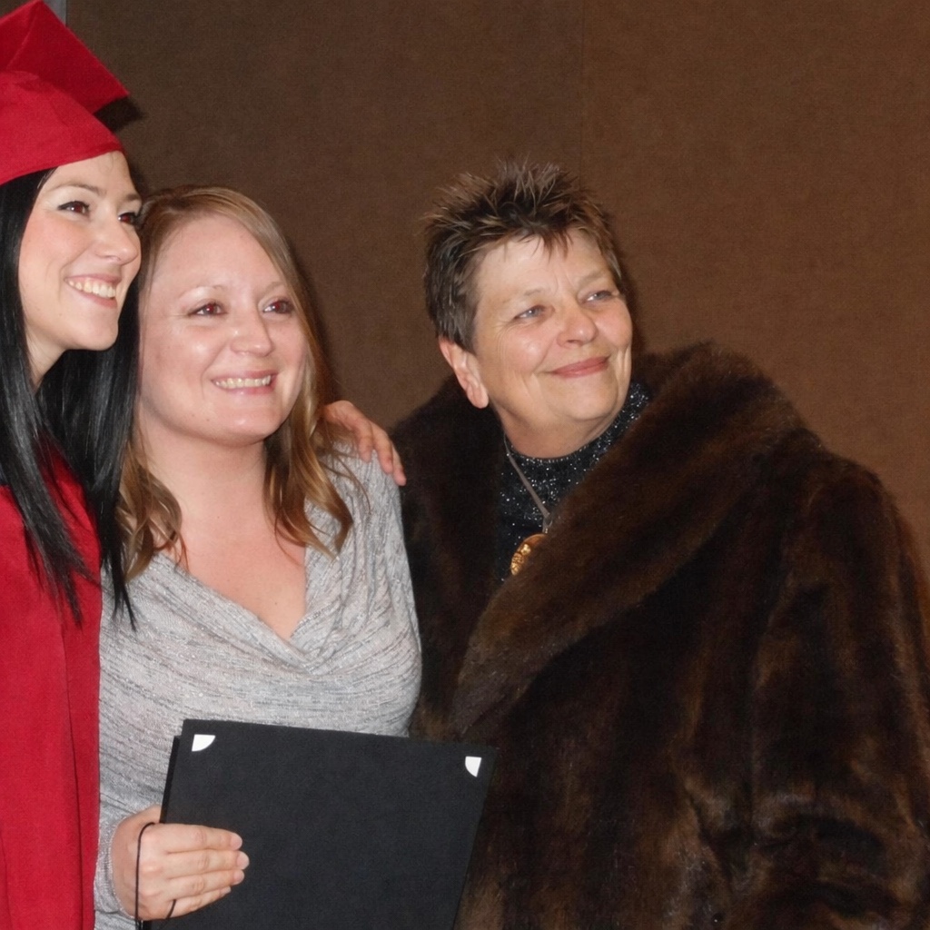 Tabatha, Breezi, and Dixie at massage school graduation